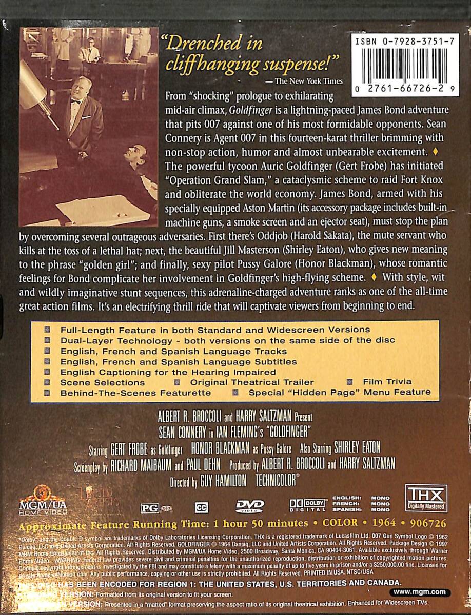 Goldfinger - 007 James Bond DVD (İkinci El) DVD2748 - 2