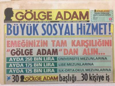 Gölge Adam Gazetesi 12 Haziran 1986 - Ahh Kasketti Vahh Kastelli GZ51077 - 1