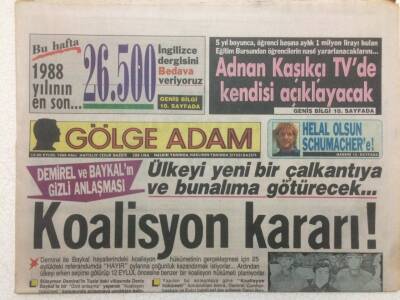 Gölge Adam Gazetesi 1320 Eylül 1988 - Süleyman Demirel Ve Deniz Baykalın Gizli Anlaşması GZ51006 - 1