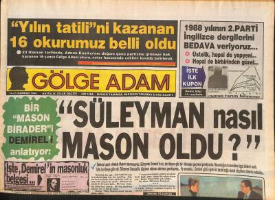 Gölge Adam Gazetesi 14-21 Haziran 1988 - İşte , Fenerbahçenin Dünyaca Ünlü Yeni Kalecisi...SCHUMACHER GZ126642 - 1