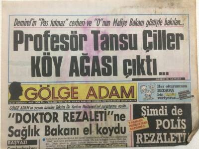 Gölge Adam Gazetesi 15-21 Ağustos 1989 - Profesör Tansu Çiller Köy Ağası Çıktı GZ51037 - 1
