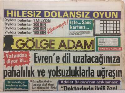 Gölge Adam Gazetesi 22 Mayıs 1986 - Pahalılık Ve Yolsuzlukla Uğraşın GZ51014 - 1