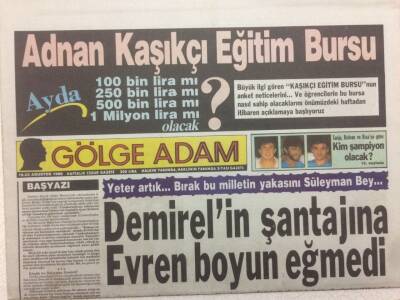 Gölge Adam Gazetesi 23 Ağustos 1988 - Demirelin Şantajına Evren Boyun Eğmedi GZ51065 - 1