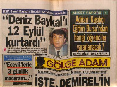 Gölge Adam Gazetesi 2330 Ağustos 1988 - Deniz Baykalı 12 Eylül Kurtardı GZ58388 - 1