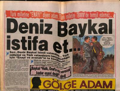 Gölge Adam Gazetesi 29 Ağustos 1988 - Deniz Baykal İstifa Et GZ58391 - 1