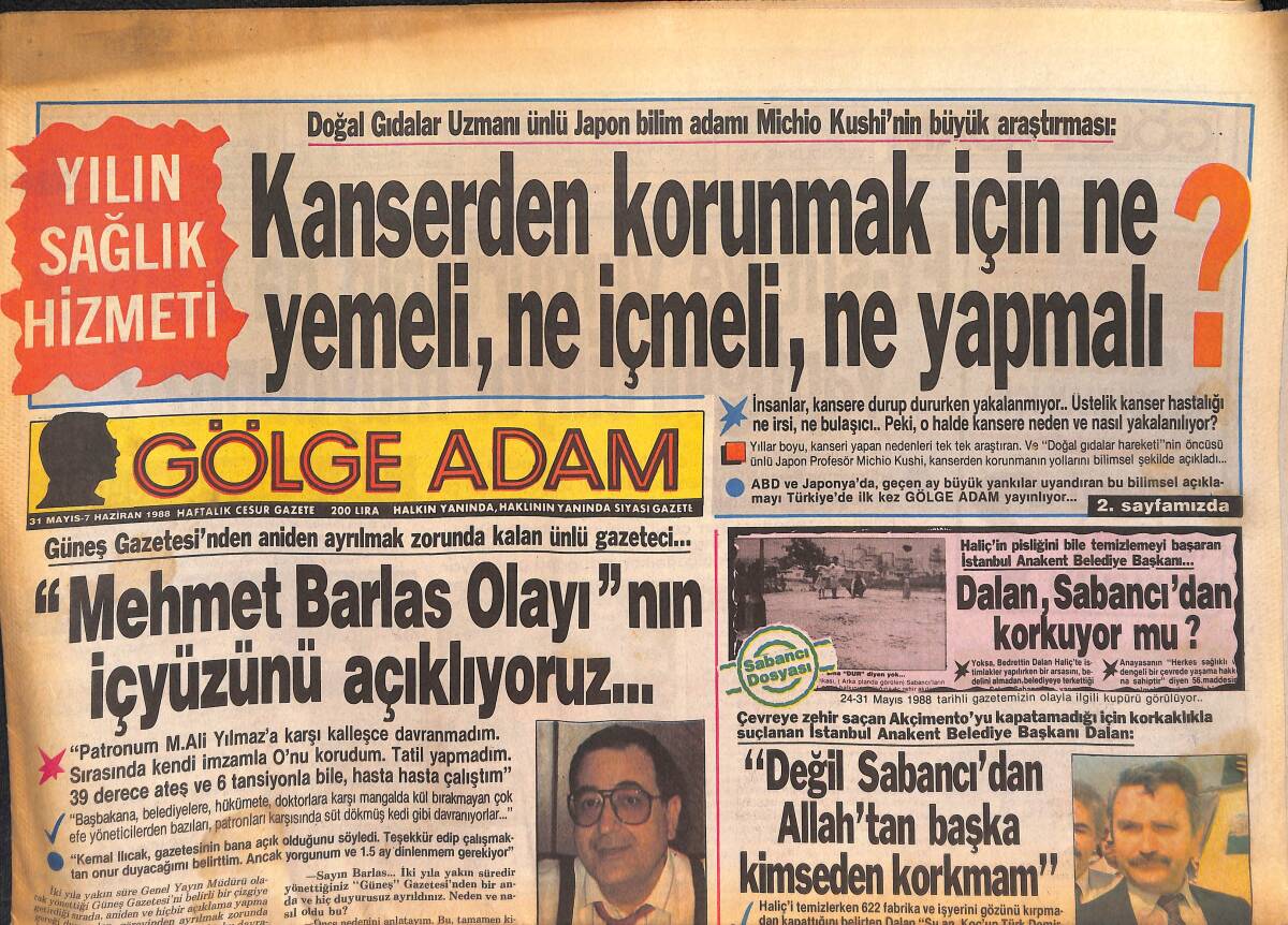 Gölge Adam Gazetesi 31 Mayıs-7 Haziran 1988 - Dalan ,Sabancı'dan Korkuyor Mu ? - Galatasaray'ın Haşarı Çocuğu Samba Arif GZ133127 - 1