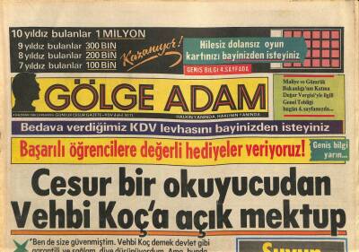 Gölge Adam Gazetesi 4 Haziran 1986 - Cesur Bir Okuyucudan Vehbi Koça Açık Mektup GZ114264 - 1