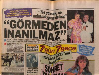 Gölge Adam Gazetesi 7 Gün 7 Gece Eki 2-9 Ağustos 1988 - Avşar Kızını Kaprisi GZ58546 - 1
