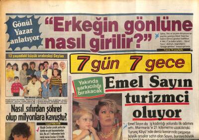 Gölge Adam Gazetesi 7 Gün 7 Gece Eki 2 Haziran 1987 - Emel Sayın Turizmci Oluyor.. Gönül Yazar Erkeğin Gönlüne Nasıl Girilir GZ75100 - 1