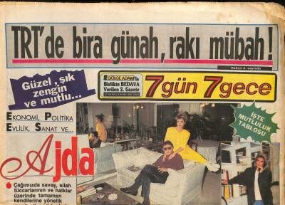 Gölge Adam Gazetesi 7 Gün 7 Gece Eki 27 Ekim - 3 Kasım 1987 - Ajda Pekkan , Yemek Yapmaktan Vazgeçemiyor GZ113779 - 1