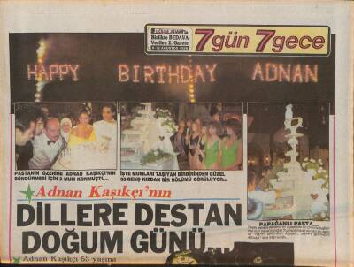 Gölge Adam Gazetesi 7 Gün 7 Gece Eki 8-16 Ağustos 1988 - Adnan Kaşıkçının Dillere Destan Doğum Günü - Samime Sanay İntikamını Aldı GZ126305 - 1