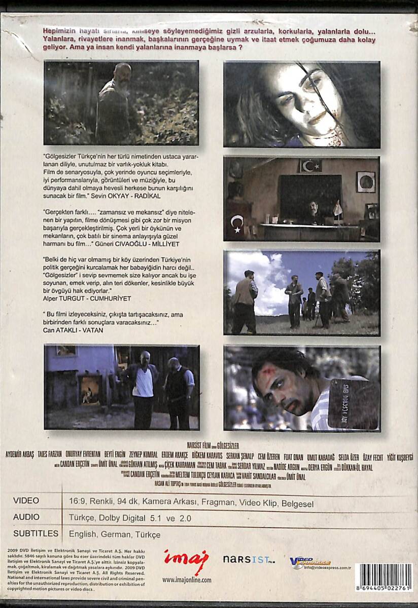 Gölgesizler – Orijinal DVD (İkinci El) * Selçuk Yöntem, Taner Birsel, Altan Erkekli, Ertan Saban, Arsen Gürzap, Ahmet Mümtaz Taylan – 2008 * DVD2995 - 2