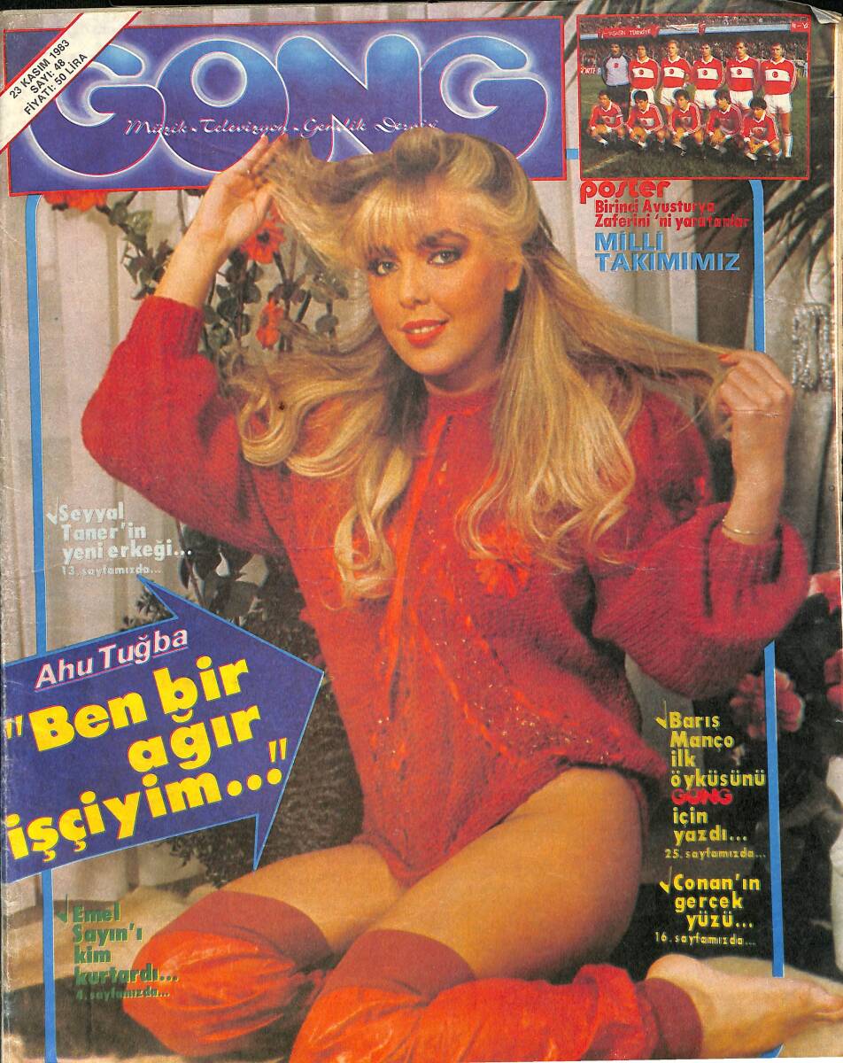 Gong Dergisi 23 Kasım 1983 Sayı: 48 - Kapak: Ahu Tuğba - Barış Manço - Poster: Milli Futbol Takımımız - Conan - Emel Sayın NDR91672 - 1