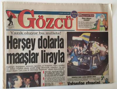 Gözcü Gazetesi 1 Kasım 1996 - Fenerbahçe Dün 40 Yıldır Sahasında Yenilmeyen Manchester United ı Old Staford Stadınının Çimlerine Gömdü GZ11014 - 2