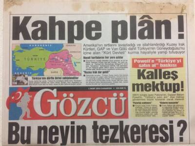 Gözcü Gazetesi 1 Mart 2003 - Kahpe Plan GZ52100 - 1