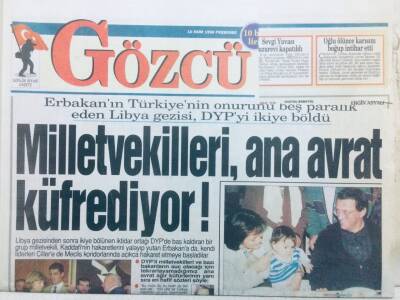 Gözcü Gazetesi 10 Ekim 1996 - Milletvekilleri Ana Avrat Küfrediyor GZ41569 - 1