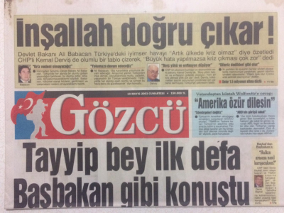 Gözcü Gazetesi 10 Mayıs 2003 - Tayyip Bey İlk Defa Başbakan Gibi Konuştu GZ24292 - 1