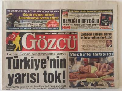 Gözcü Gazetesi 10 Temmuz 2004 - Kamu-Sen Araştırmasına Göre Türkiyenin Yarısı Tok! GZ22530 - 1