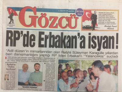 Gözcü Gazetesi 11 Ağustos 1997 - RPde Erbakana İsyan GZ35950 - 1
