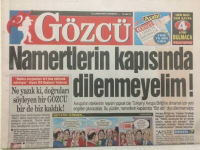 Gözcü Gazetesi 11 Kasım 2000 - Aydan Şener Milletvekili Sevgilisiyle Yakalandı GZ47973 - 1