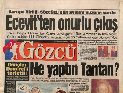 Gözcü Gazetesi 11 Mart 2000 - Mehmet Ali Erbile Tepki Yağdı - Ermeni Oyunu Şimdi İtalyada Sahnede GZ95150 - 1