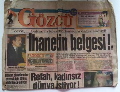 Gözcü Gazetesi 11 Nisan 1997 - Refah , Kadınsız Dünya İstiyor GZ39056 - 1