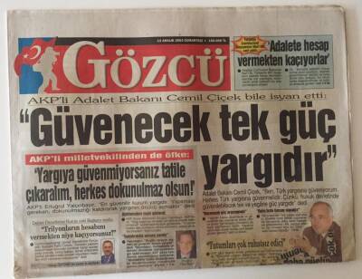 Gözcü Gazetesi 13 Aralık 2003 - Güvenecek Tek Güç Yargıdır GZ31307 - 1