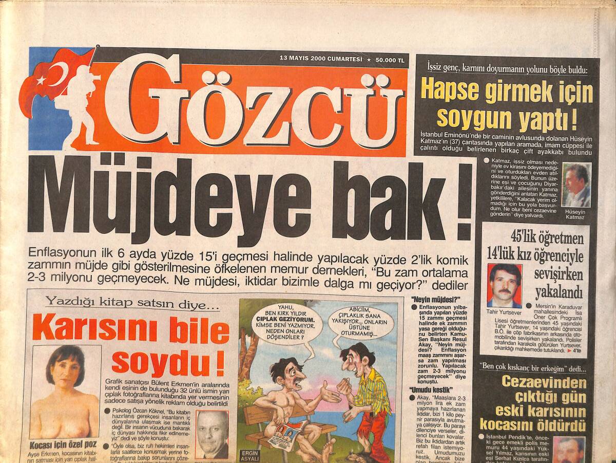 Gözcü Gazetesi 13 Mayıs 2000 - Ekonomide Tehlike Sinyalleri - Cimbom'un Turu Haftaya GZ157583 - 1