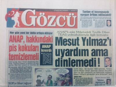 Gözcü Gazetesi - 13 Ocak 2001 - Anap Hakkındaki Pis Kokuları Temizlemeli GZ46851 - 1