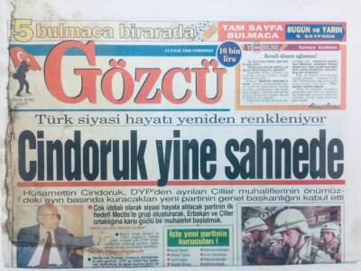 Gözcü Gazetesi - 14 Eylül 1996 - Cindoruk Yine Sahnede GZ46048 - 2
