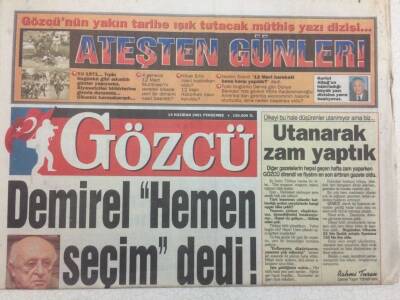 Gözcü Gazetesi 14 Haziran 2001 - Süleyman Demirel Hemen Seçim Dedi GZ52101 - 1