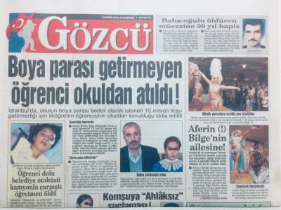 Gözcü Gazetesi 15 Ekim 2003 - Boya Parası Getirmeyen Öğrenci Okuldan Atıldı GZ43166 - 1