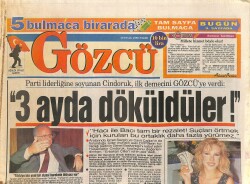 Gözcü Gazetesi 15 Eylül 1996 - Muazzez Abacı'dan Sarmısaklı Konser - Sultan Perhizi Bozdu GZ3850 - Gökçekoleksiyon