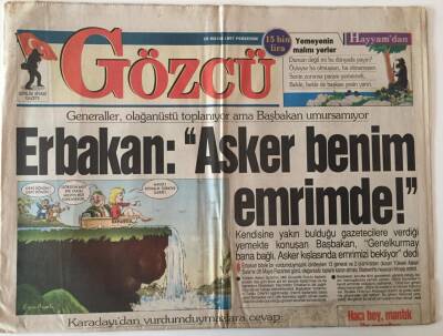Gözcü Gazetesi 15 Mayıs 1997 - Erbakan Asker Benim Emrimde ! , Demet Akalın erkekler Benim İçin Bal Alınacak Çiçektir - GZ43909 - 1