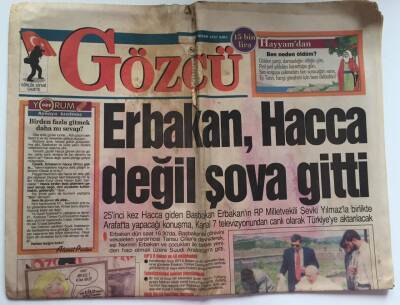 Gözcü Gazetesi 15 Nisan 1997 - Erbakan , Hacca Değil Şova Gitti GZ39096 - 1