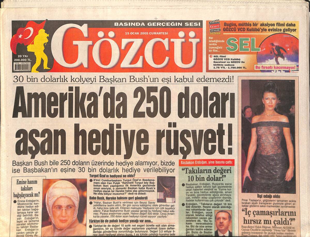 Gözcü Gazetesi 15 Ocak 2005 - Sarıyer Katliamının Sır Kapısı Bulundu - Baykal'a Darbe Üstüne Darbe GZ2542 - 1