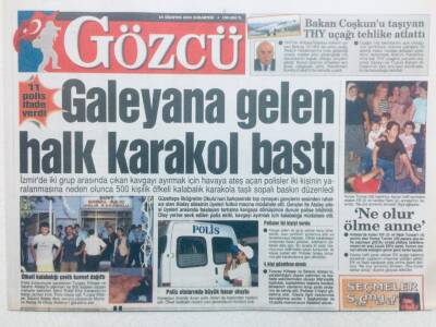 Gözcü Gazetesi 16 Ağustos 2003 - Galeyana Gelen Halk Karakol Bastı GZ43143 - 2
