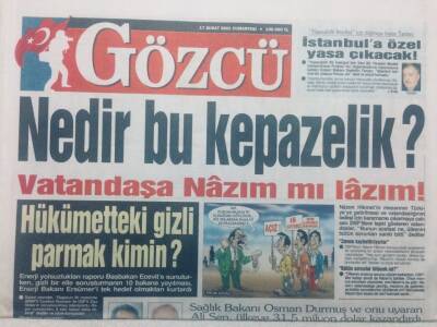 Gözcü Gazetesi - 17 Şubat 2001 - Yıldırım AktunaAjda Pekkanın Yüzünü Görmek İstemiyorum GZ46852 - 1