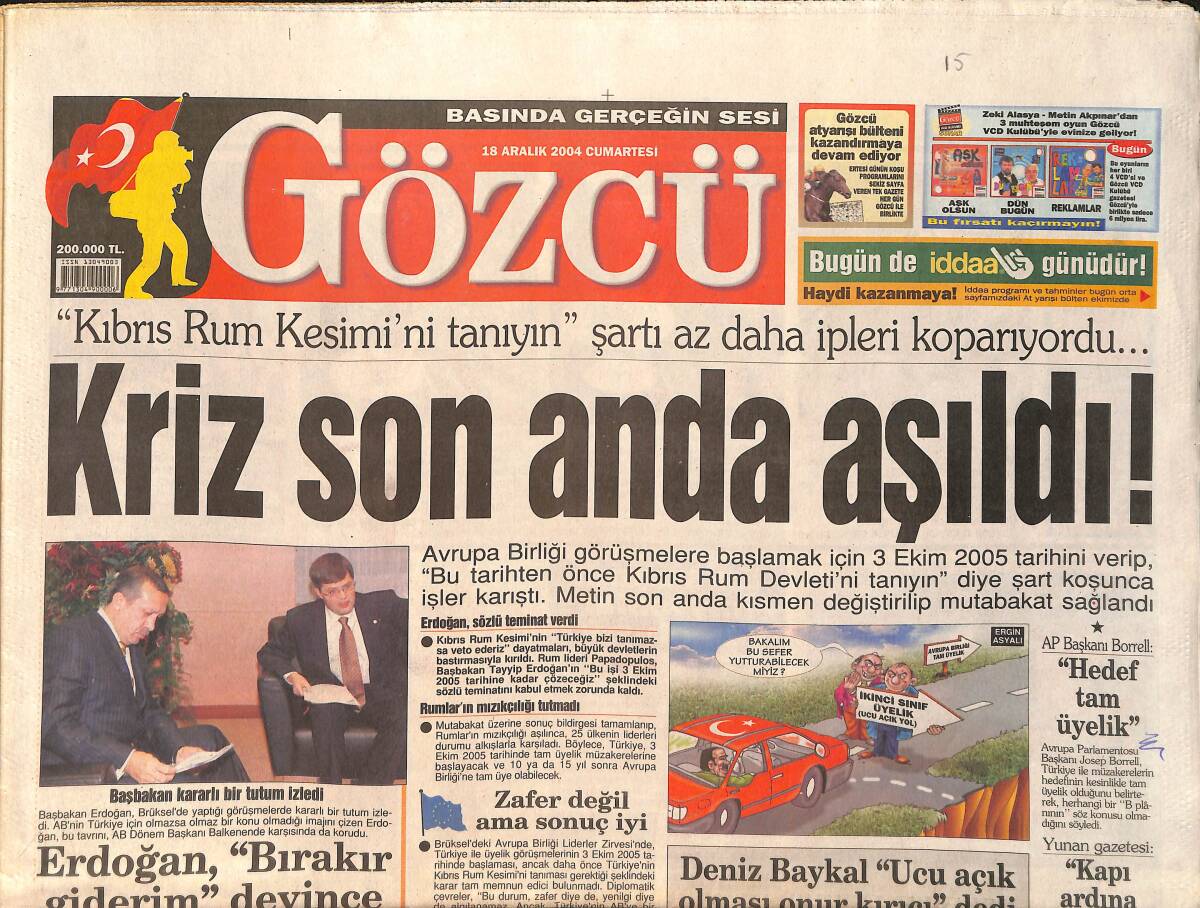 Gözcü Gazetesi 18 Aralık 2004 - Seren Serengil'e Ölüm Tehdidi - Hülya Avşar'ı Kopyalamışlar GZ2006 - 1