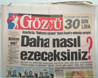 Gözcü Gazetesi 2 Ekim 1999 Amerikada Halkımızı Ezdirmem Diyen Ecevite Vatandaş Soruyor -GZ37879 - 1