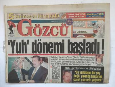 Gözcü Gazetesi 2 Kasım 1996 - Eyüp Sultan Camiine Bomba İhbarı Korkuttu GZ7847 - 1