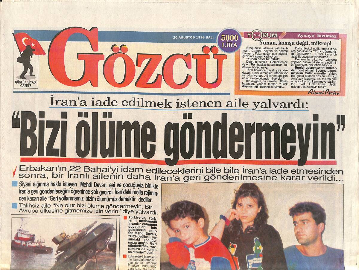 Gözcü Gazetesi 20 Ağustos 1996 - Banu Alkan Kemer'de Keyif Yapıyor - Ahu Tuğba'nın Gizli Dünyası - Hagi Geçen Yıllara Yanıyor GZ2873 - 1