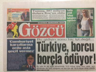 Gözcü Gazetesi 20 Ağustos 2005 - Türkiye Borcu Borçla Ödüyor GZ32622 - 1