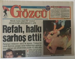 Gözcü Gazetesi 20 Eylül 1996 - Refahyolda 3 Kriz Terör , Özelleştirme, Bedelli Askerlik GZ13496 - 1