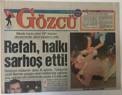 Gözcü Gazetesi 20 Eylül 1996 - Refahyolda 3 Kriz Terör , Özelleştirme, Bedelli Askerlik GZ13496 - 2