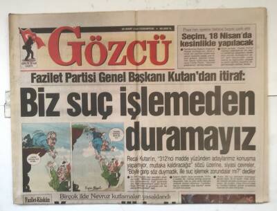 Gözcü Gazetesi 20 Mart 1999 - İstanbul Hiltonda Esrarengiz İntihar GZ7787 - 1