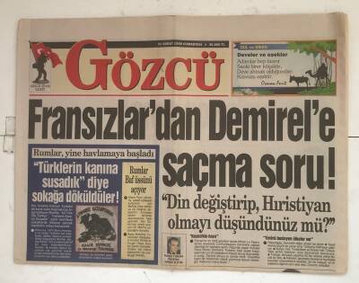 Gözcü Gazetesi 21 Şubat 1998 - Fransızlardan Demirele Saçma Soru ! GZ8366 - 1