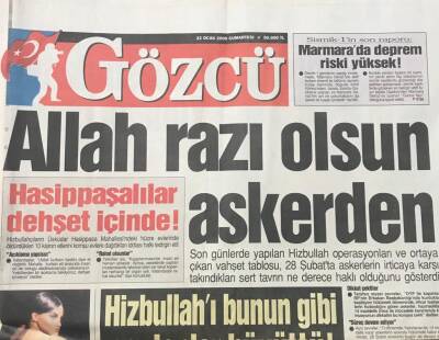 Gözcü Gazetesi 22 Ocak 2000-Allah Razı Olsun Askerlerden GZ36665 - 1