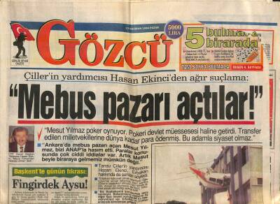 Gözcü Gazetesi 23 Haziran 1996 - Sabancı Gelini Kaptı - Çillerin Yardımcısı Hasan Ekinciden Ağır Suçlama GZ123113 - 1
