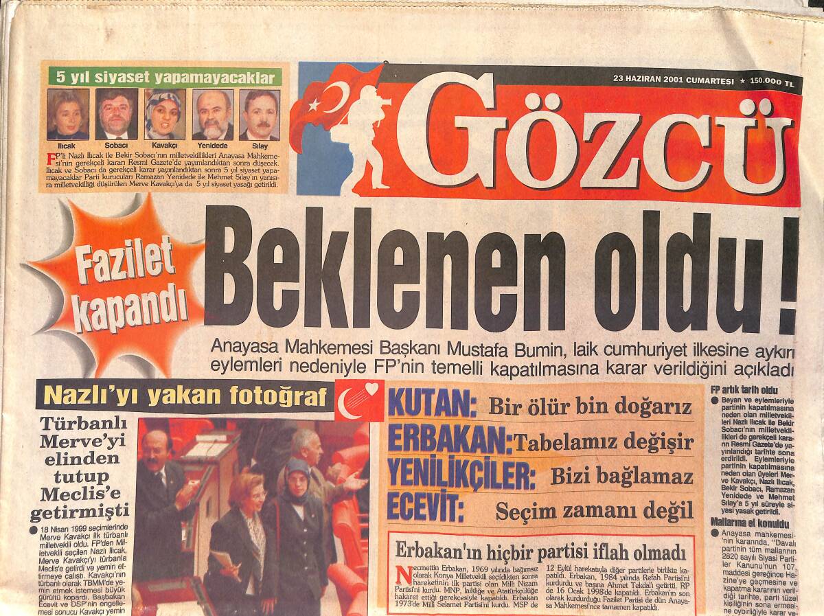 Gözcü Gazetesi 23 Haziran 2001 - Ajda'ya Yine Bi Haller Oldu - Sibel Turnagöl'e Dost Kazığı GZ4153 - 1